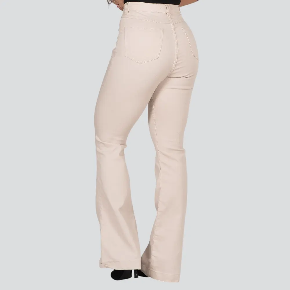 Calça Sarja Feminina Flare Com Bolsos Frontais .31182
