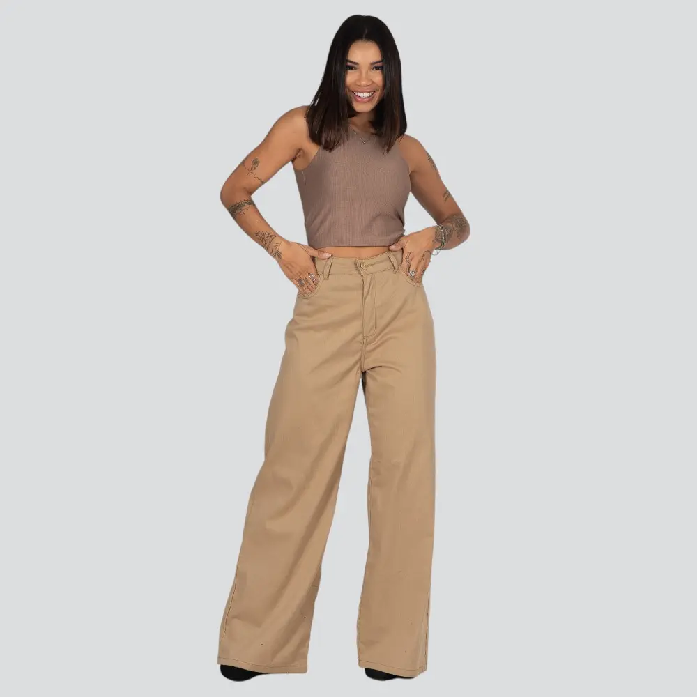 Calça Sarja Feminina Wide .8738