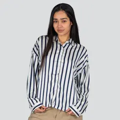Camisa Feminina Manga Longa Cetim Listrada .MZ805