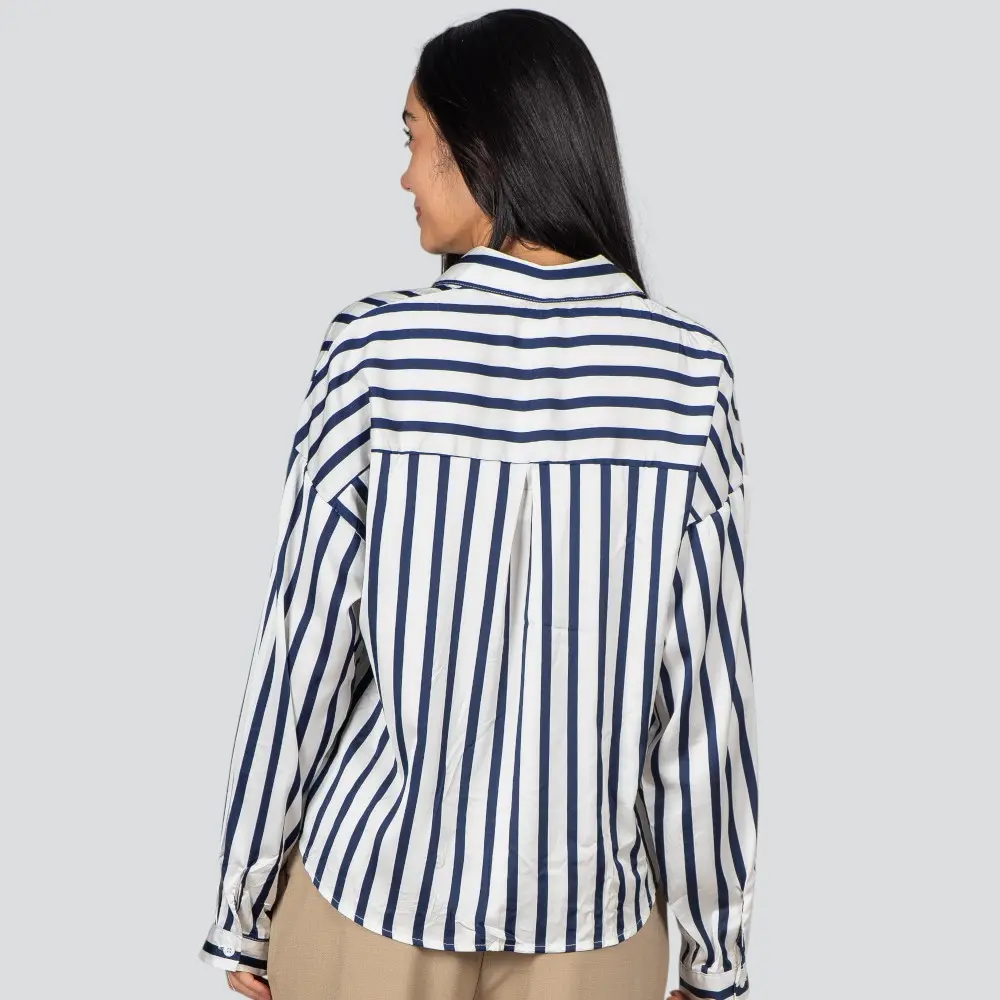 Camisa Feminina Manga Longa Cetim Listrada .MZ805