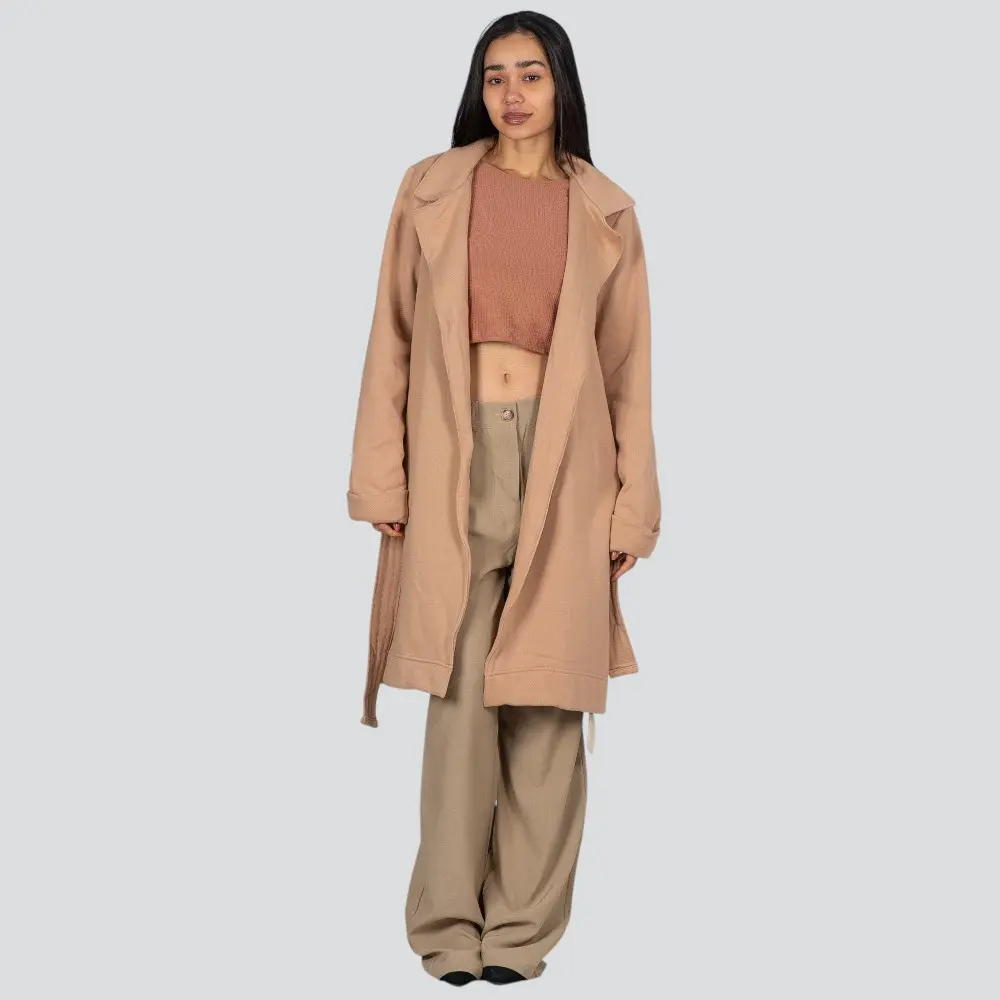 Sobretudo Feminino Moletom Felpado Com Cinto Amarração .617100