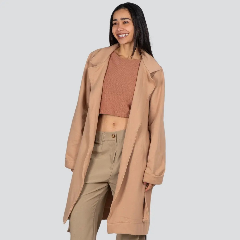 Sobretudo Feminino Moletom Felpado Com Cinto Amarração .617100