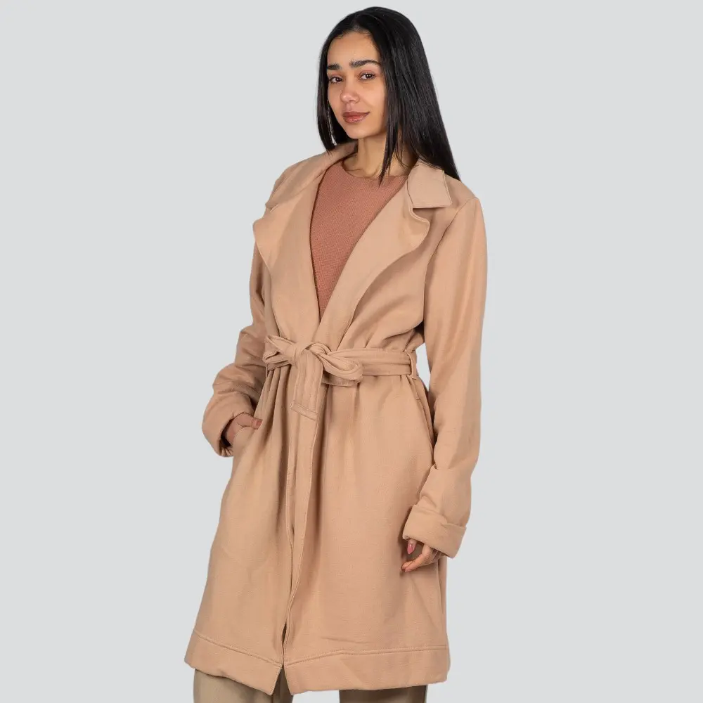 Sobretudo Feminino Moletom Felpado Com Cinto Amarração .617100