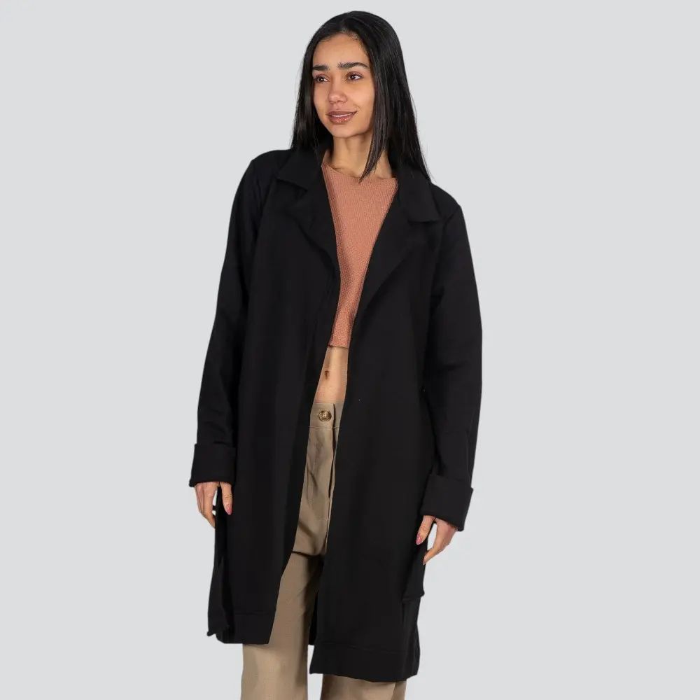 Sobretudo Feminino Moletom Felpado Com Cinto Amarração .617100