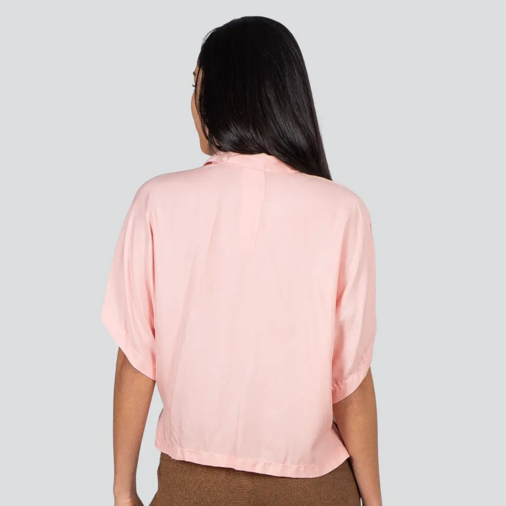 Camisa Feminina Manga Curta Viscose Lisa .1100468