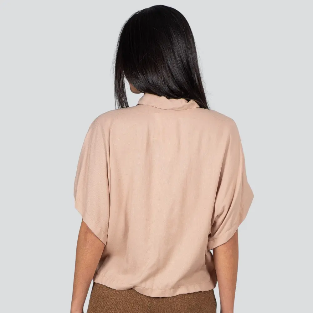 Camisa Feminina Manga Curta Viscose Lisa .1100468