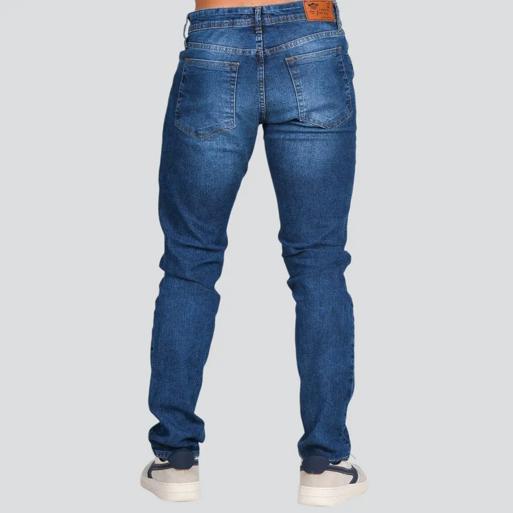 Calça Jeans Masculina Slim Fit Com Lavagem Bigode E Puídos .26080