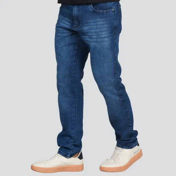 Calça Jeans Masculina Slim Fit Com Lavagem Bigode .26085