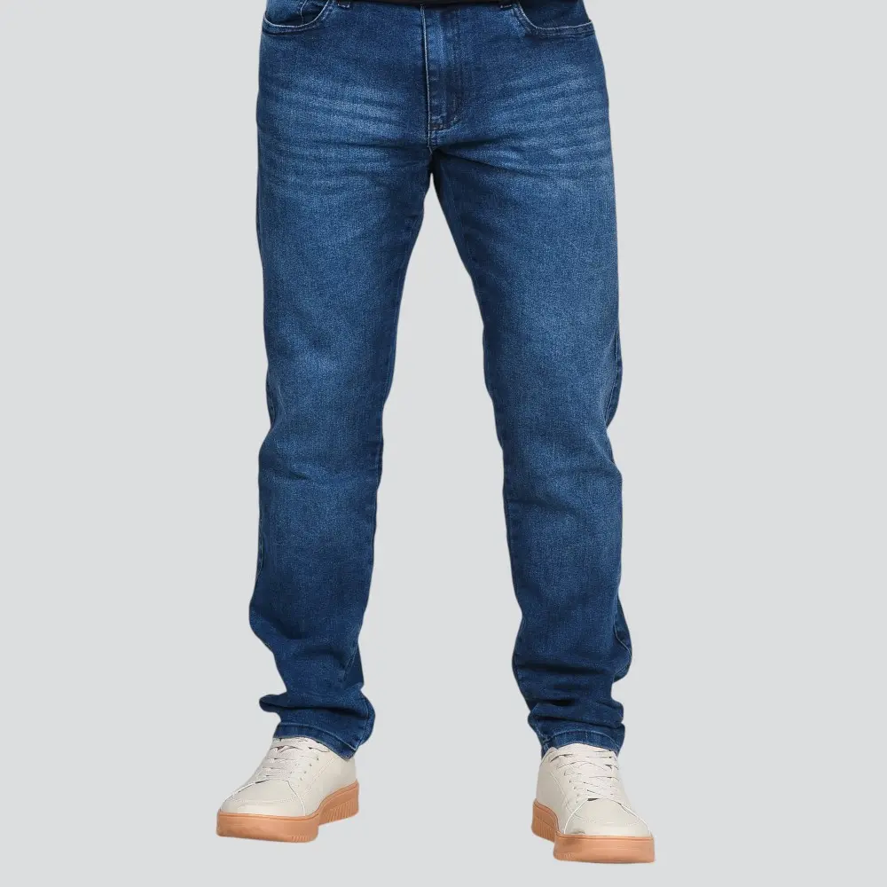 Calça Jeans Masculina Slim Fit Com Lavagem Bigode .26085
