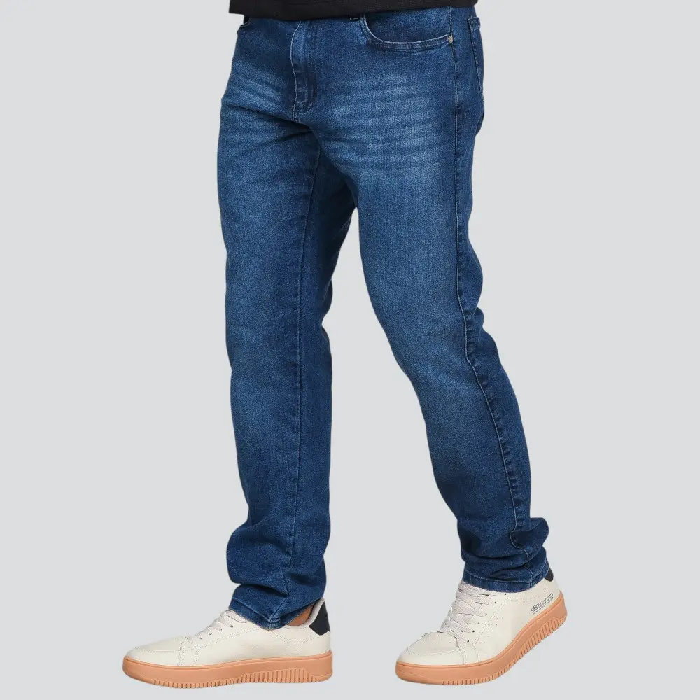 Calça Jeans Masculina Slim Fit Com Lavagem Bigode .26085