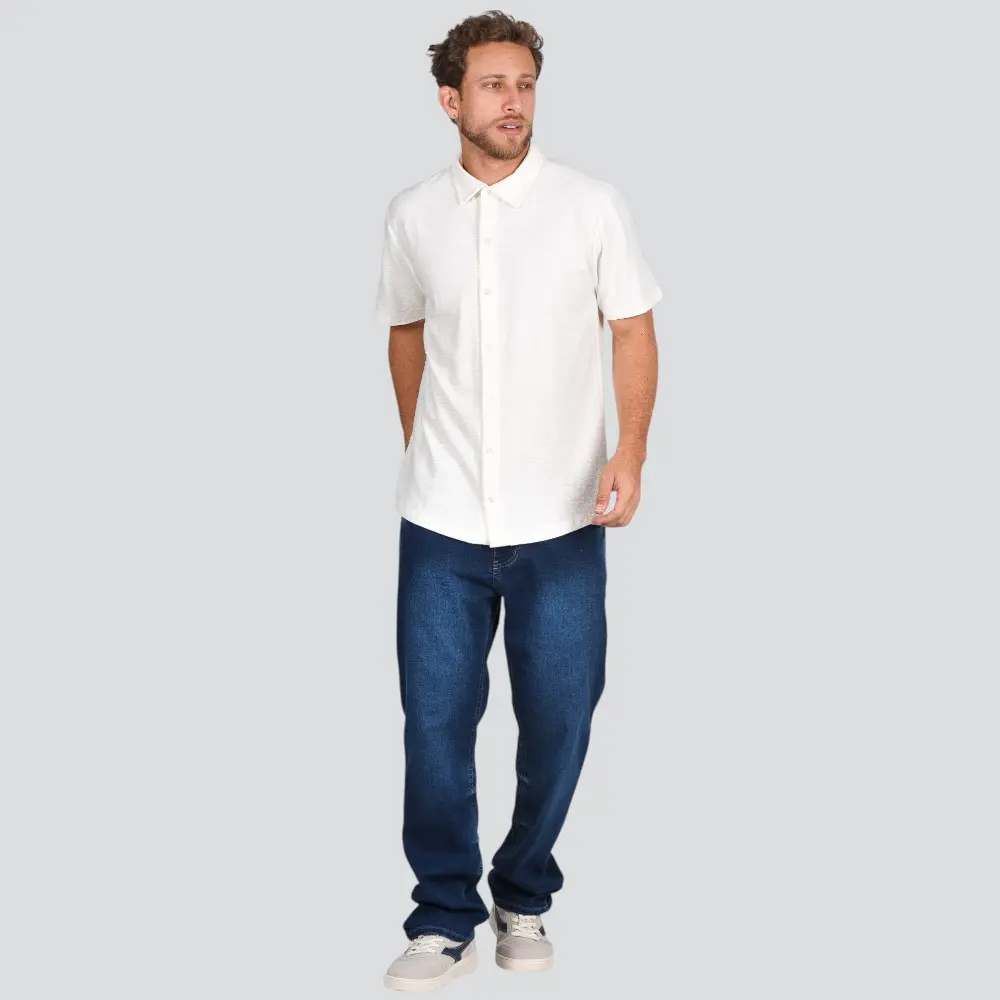 Camisa Masculina Manga Curta Malha Texturizada .4C864