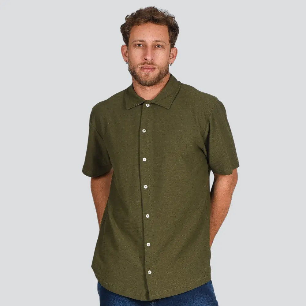 Camisa Masculina Manga Curta Malha Texturizada .4C864