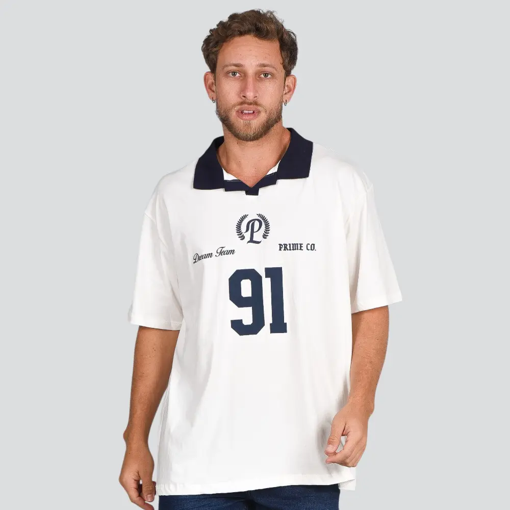 Polo Masculina Manga Curta Box Malha Com Estampa Bicolor .4C812