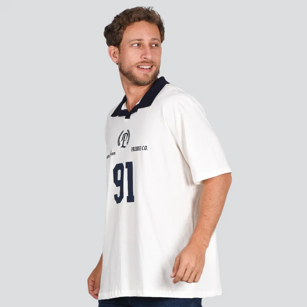 Polo Masculina Manga Curta Box Malha Com Estampa Bicolor .4C812