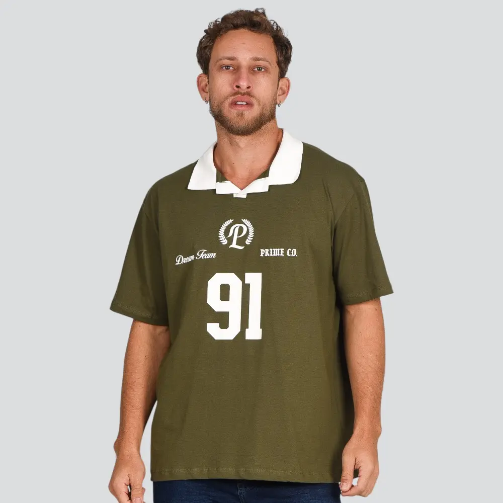 Polo Masculina Manga Curta Box Malha Com Estampa Bicolor .4C812