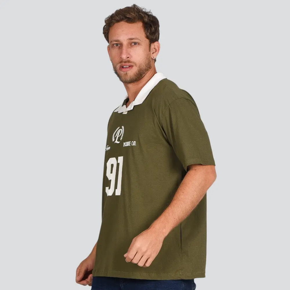 Polo Masculina Manga Curta Box Malha Com Estampa Bicolor .4C812