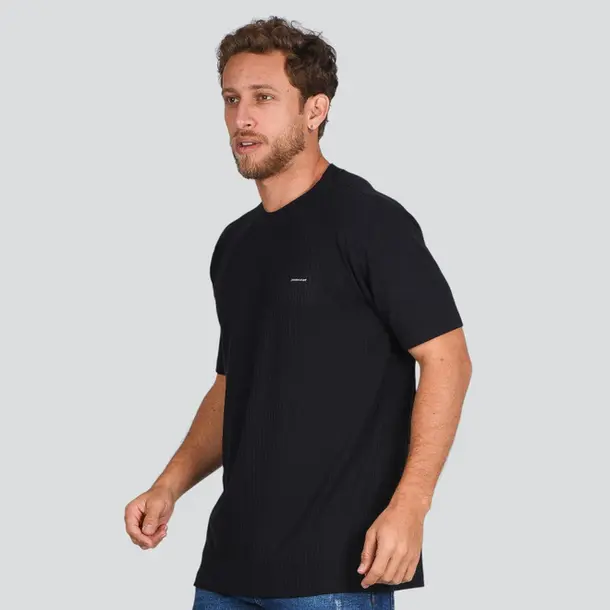Camiseta Masculina Manga Curta Estampa Malha Texturizada .17145 Preto