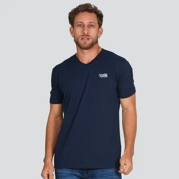 Camiseta Masculina Manga Curta Gola V Básica .9150561