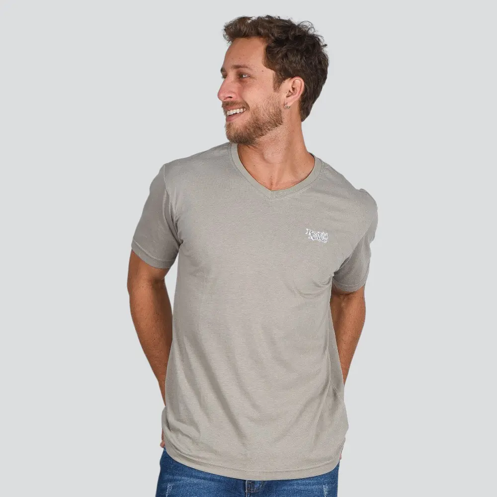 Camiseta Masculina Manga Curta Gola V Básica .9150561