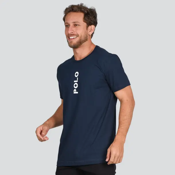 Camiseta Masculina Manga Curta Malha Estampada .30885C Marinho