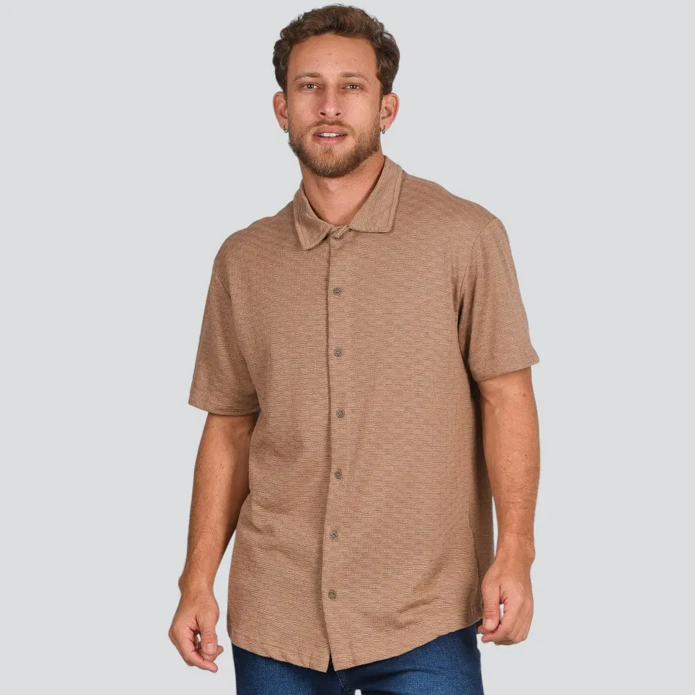 Camisa Masculina Manga Curta Tricozinho .4M088