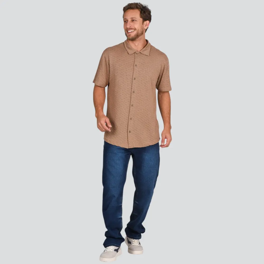 Camisa Masculina Manga Curta Tricozinho .4M088