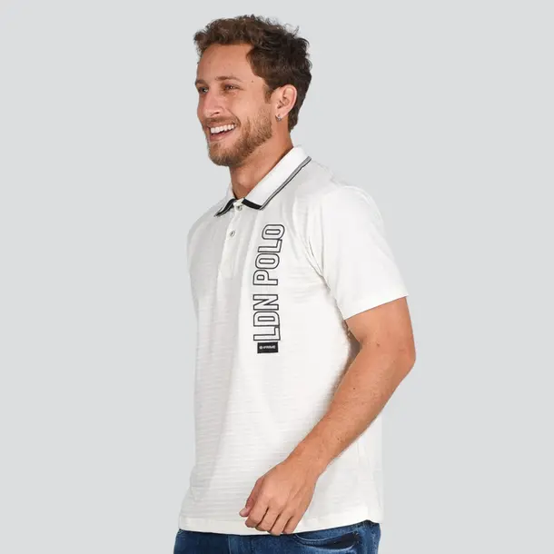 Polo Masculina Piquet Listrado Estampa .4N114