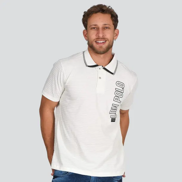 Polo Masculina Piquet Listrado Estampa .4N114