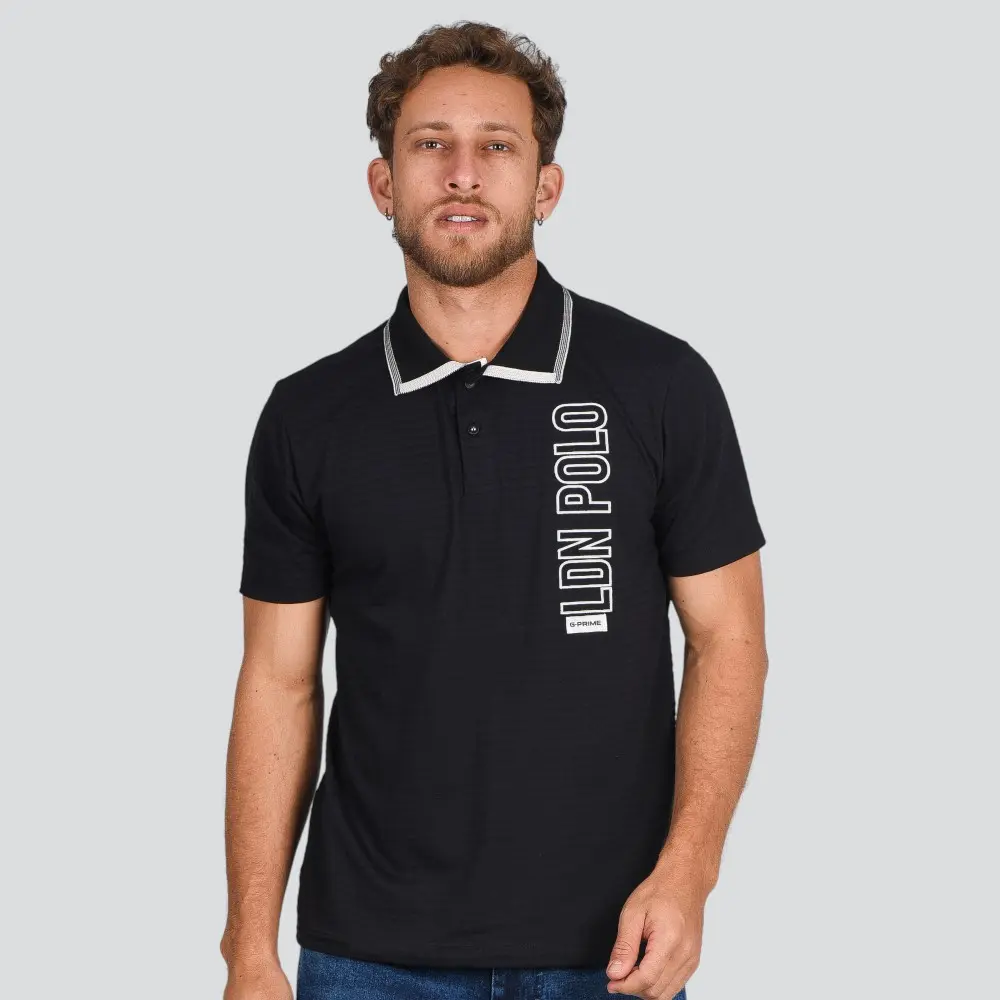 Polo Masculina Piquet Listrado Estampa .4N114