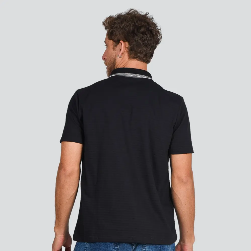 Polo Masculina Piquet Listrado Estampa .4N114