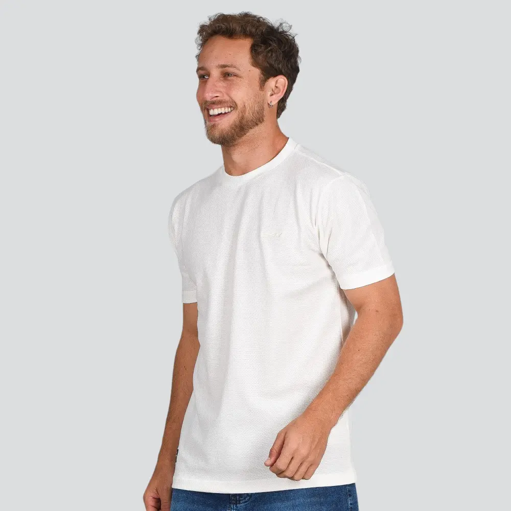 Camiseta Masculina Manga Curta Estampa Malha Texturizada .17131