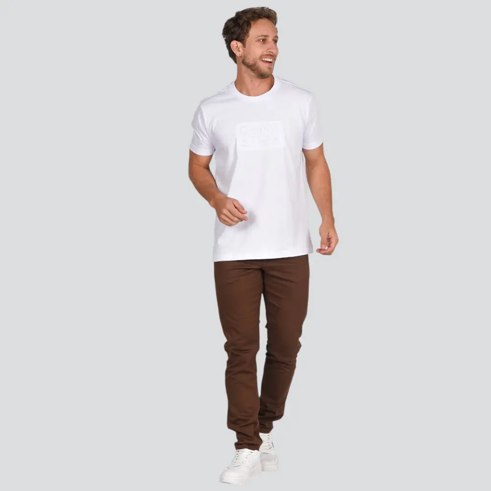 Camiseta Masculina Básica Manga Curta Estampa Alto Relevo .10200268