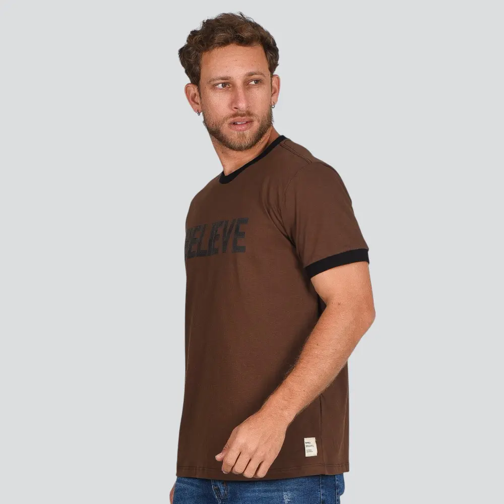 Camiseta Masculina Manga Curta Bicolor Com Estampa .4N134