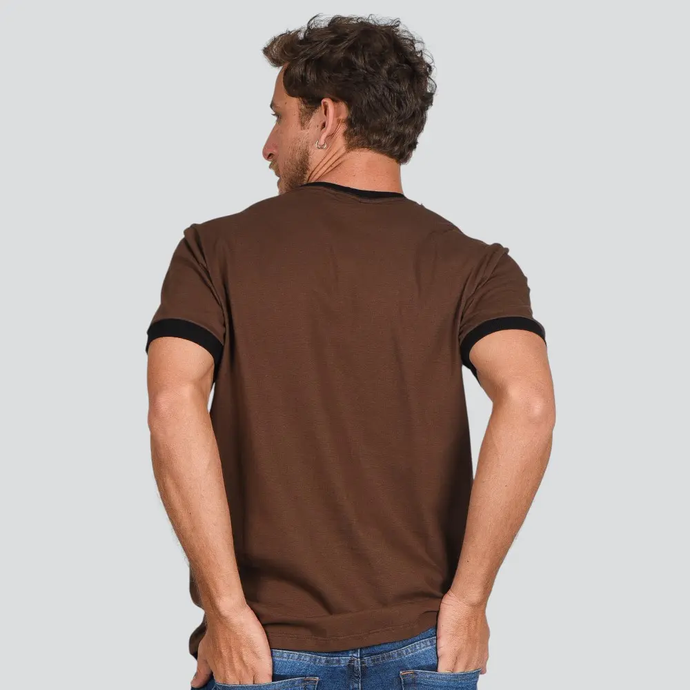 Camiseta Masculina Manga Curta Bicolor Com Estampa .4N134
