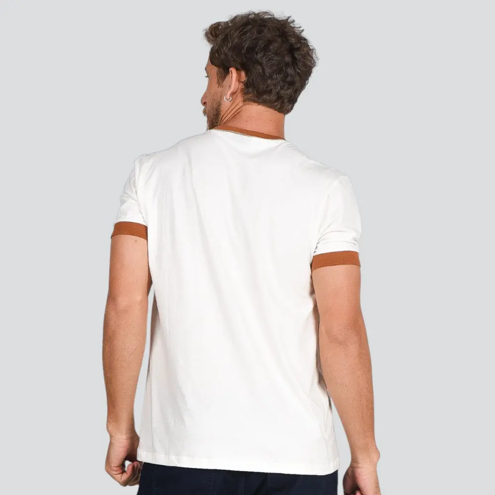 Camiseta Masculina Manga Curta Bicolor Com Estampa .4N134