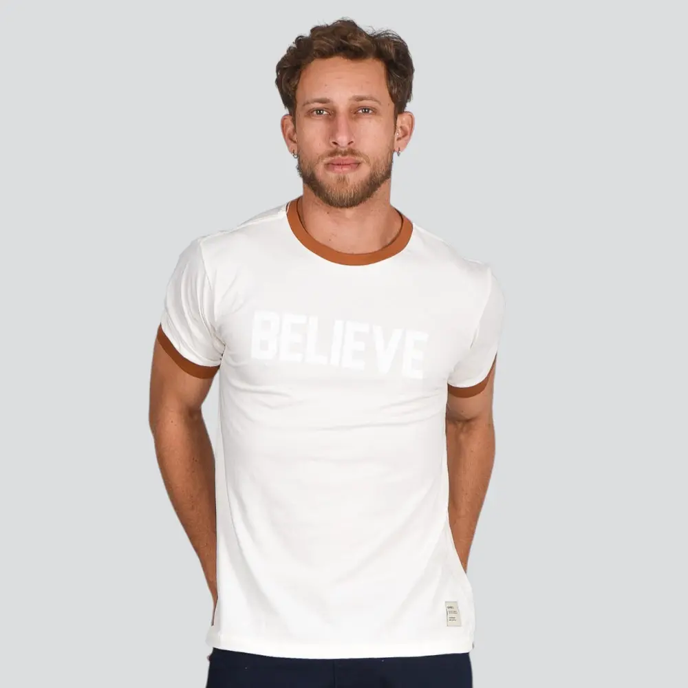 Camiseta Masculina Manga Curta Bicolor Com Estampa .4N134