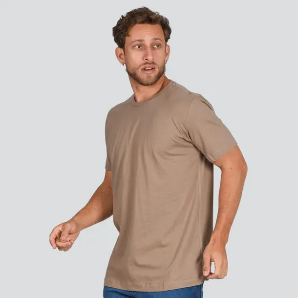 Camiseta Masculina Manga Curta Básica Lisa .810 Bege