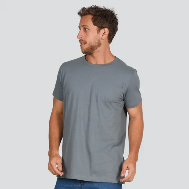 Camiseta Masculina Manga Curta Básica Lisa .810 Chumbo
