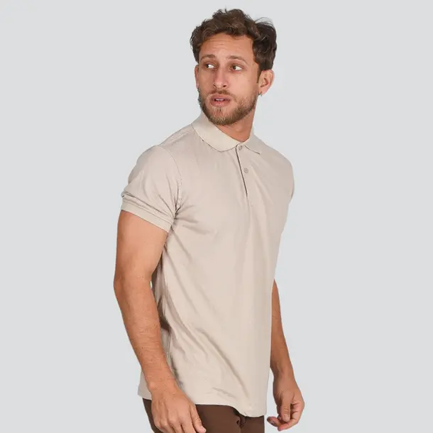 Polo Masculina Piquet .PPML100/CM7 Bege