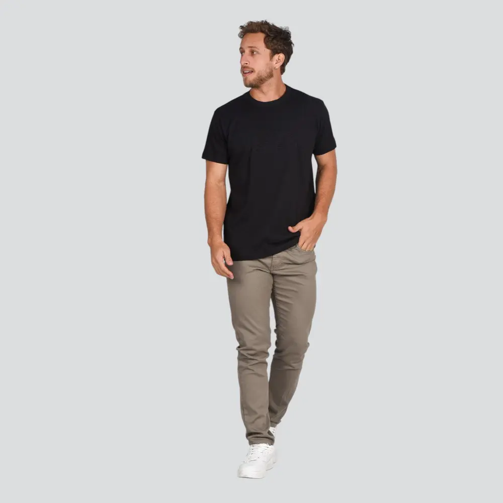 Camiseta Masculina Manga Curta Malha Texturizada Com Bolso .4N169