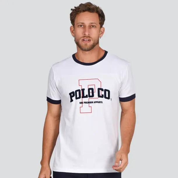 Camiseta Masculina Manga Curta Com Recorte Estampa .4L057