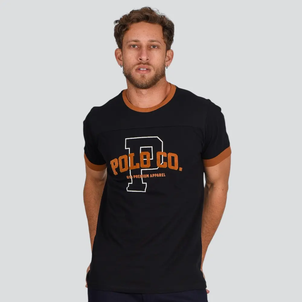 Camiseta Masculina Manga Curta Com Recorte Estampa .4L057