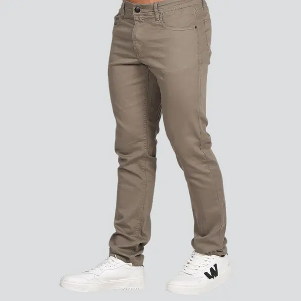 Calça Sarja Acetinada Masculina Slim .24004 Cinza