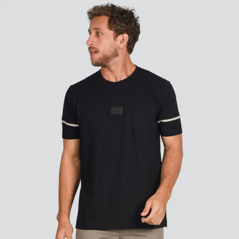 Camiseta Masculina Manga Curta Piquet Com Recorte Manga .4M048