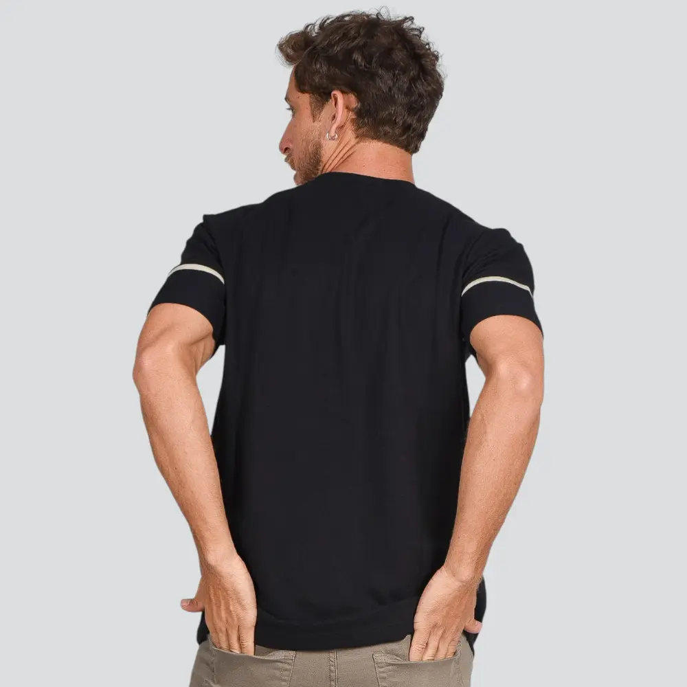 Camiseta Masculina Manga Curta Piquet Com Recorte Manga .4M048