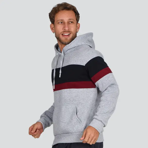 Blusão Masculino Moletom Com Capuz Recortes .2002757 Mescla