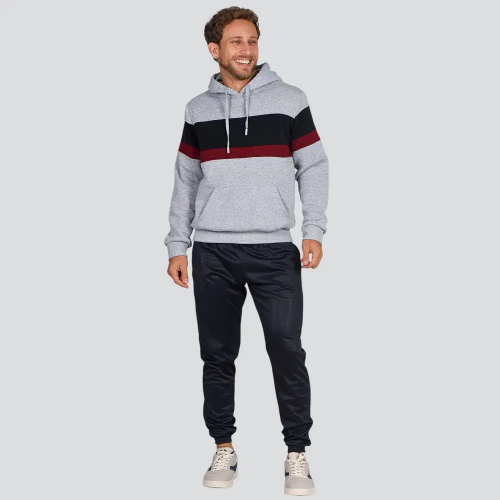 Blusão Masculino Moletom Com Capuz Recortes .2002757