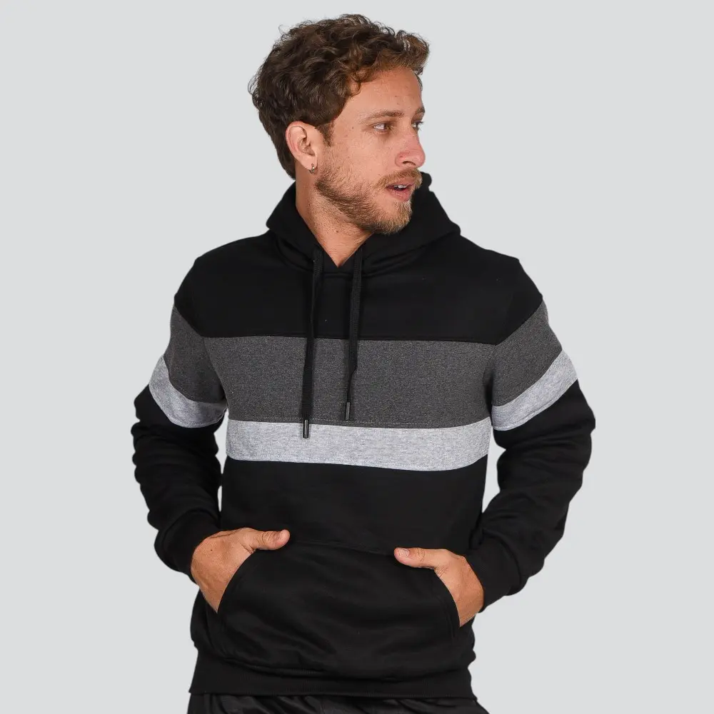 Blusão Masculino Moletom Com Capuz Recortes .2002757