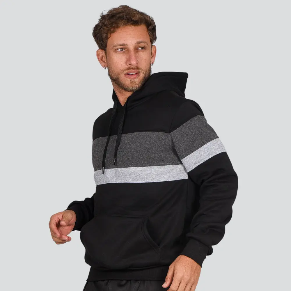 Blusão Masculino Moletom Com Capuz Recortes .2002757