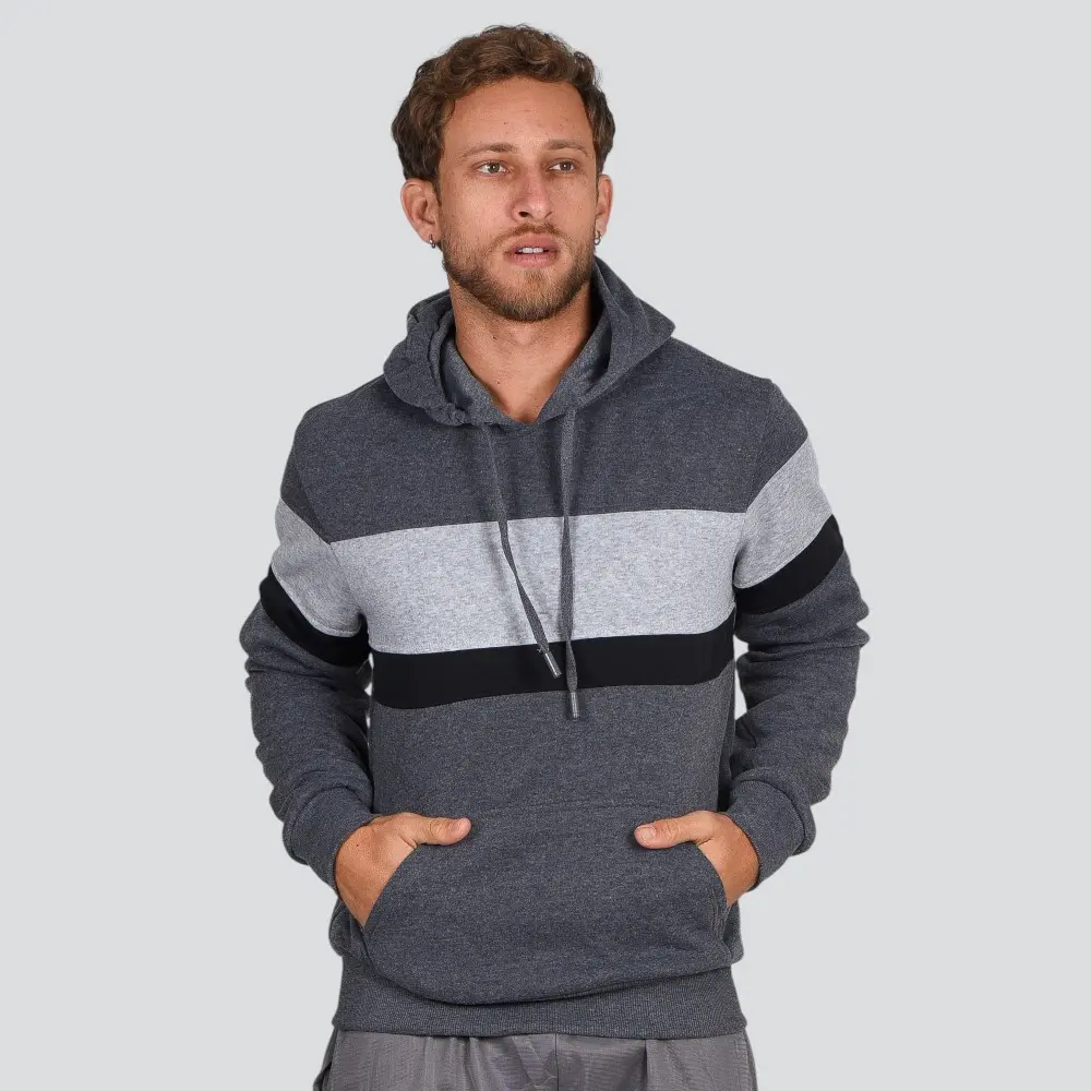 Blusão Masculino Moletom Com Capuz Recortes .2002757